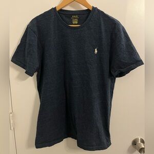 Polo Ralph Lauren T Shirt Mens Large Slim Fit Blue Short Sleeve White Pony Logo